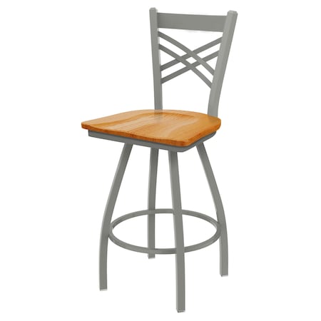 Holland Bar Stool Co 36" Swivel X-Tall Bar Stool, Nickel Finish, Med Oak Seat X820